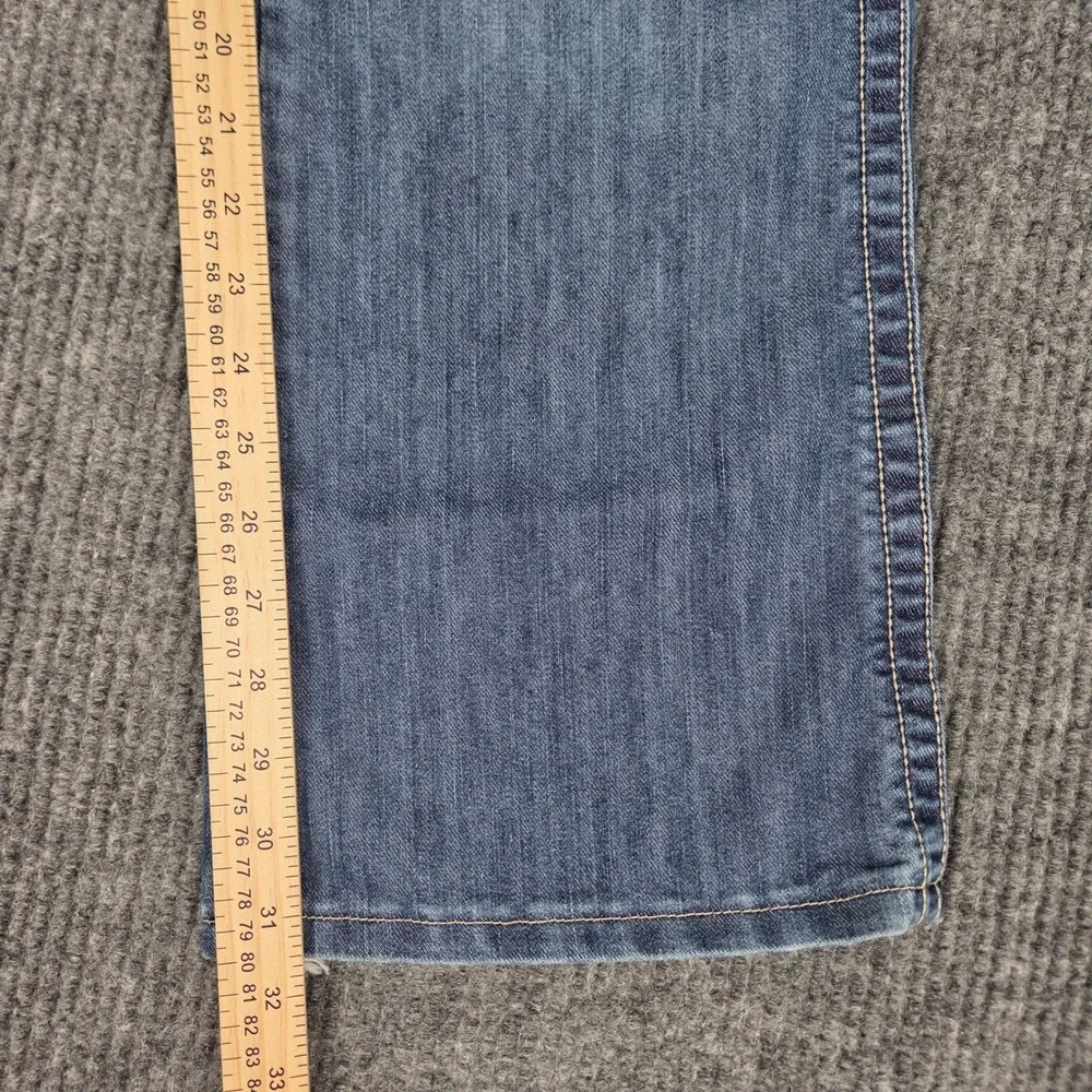 Wrangler Womens Bootcut Jeans Medium Wash Pink Stitching 09MWZBF Size 11/12 x 32